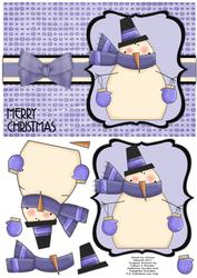 Snuggly Snowman Decoupage Card - Periwinkle