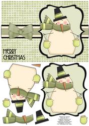 Snuggly Snowman Decoupage Card - Olive
