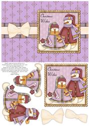 Snow People Decoupage Card Front - Lilac