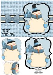 Snuggly Snowman Pyramage Card - Powder Blue
