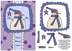 Dots & Doodles Snowman Decoupage Card Front - Blue & Lilac