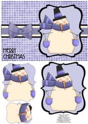 Snuggly Snowman Pyramage Card - Periwinkle