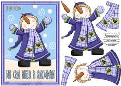 We Can Build a Snowman Decoupage Card Front - Indigo
