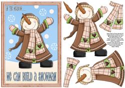 We Can Build a Snowman Decoupage Card Front - Brown