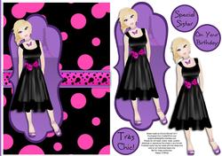 Tres Chic Little Black Dress Decoupage Card - Pink & Purple