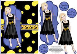 Tres Chic Little Black Dress Decoupage Card - Yellow & Blue