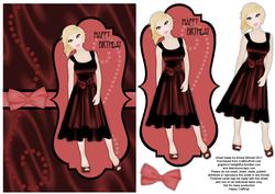 Sumptuous Satin Dress Decoupage Card - Maroon