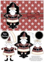 Sweet Santa Decoupage Card - Red