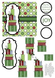 Christmas Presents Decoupage Card - Red & Green