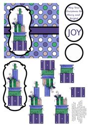 Christmas Presents Decoupage Card - Indigo, Blue & Green