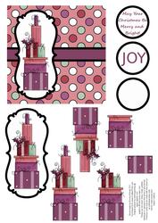Christmas Presents Decoupage Card - Dusky Pink & Plum
