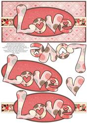 Love Hearts Dl Decoupage Card - Pink