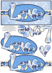 Love Hearts Dl Decoupage Card - Baby Blue