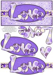 Love Hearts Dl Decoupage Card - Lilac
