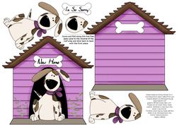 In the Dog House Kennel Shaped Decoupage Card - Mauve