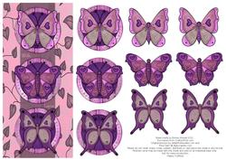 Beautiful Butterflies with Love Decoupage Card - Mauve