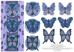 Beautiful Butterflies with Love Decoupage Card - Iris Blue
