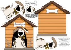 Dog and Kennel Shaped Decoupage Card - Soft Orange