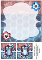 Frilly Corset 8x8 Insert & Tags - Sky Blue & Burgundy