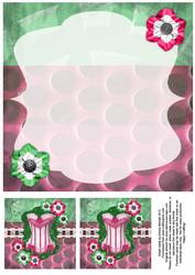 Frilly Corset 8x8 Insert & Tags - Hot Pink & Green