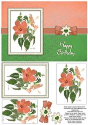 Hibiscus Watercolour Pyramage Card - Salmon & Spring Green