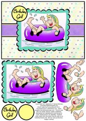 Inner Tube Girl - A5 Decoupage Card - Purple & Aqua