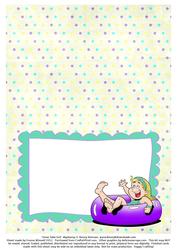 Inner Tube Girl - A5 Insert - Purple & Aqua