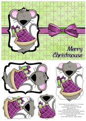 Merry Christmouse Pyramage Card - Purple & Green