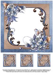 Winter Flowers 8x8 Insert & Tags - Mum/mom/mam -blue & Brown