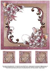 Winter Flowers 8x8 Insert & Tags - Mum/mom/mam -pink & Brown