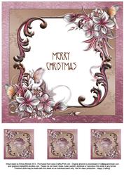 Christmas Winter Flowers 8x8 Insert & Tags - Pink & Brown