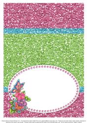 Glittery Butterflies & Flowers Insert - Pink & Green