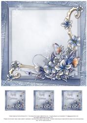 Merry Christmas Winter Flowers 8x8 Insert & Tags - Blue