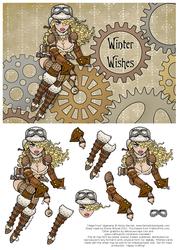 Helga Frost - A5 Winter Wishes Decoupage Card - Brown