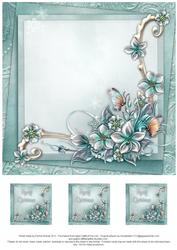 Merry Christmas Winter Flowers 8x8 Insert & Tags - Aqua