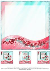 Dog & Cat Playing 8x8 Christmas Insert & Tags - Red & Mint