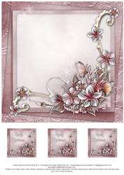 Merry Christmas Winter Flowers 8x8 Insert & Tags - Pink