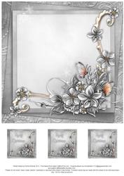 Merry Christmas Winter Flowers 8x8 Insert & Tags - Silver