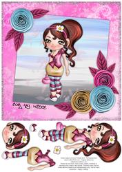 Sassy Teen 8x8 Decoupage Card - Niece - Pink & Blue