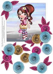 Sassy Teen 8x8 Decoupage Optional Extras - Pink & Blue