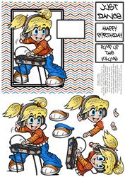 Anime Dj - 6x6 Decoupage Card - Orange & Blue
