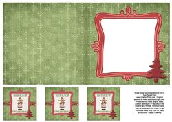 Merry Christmas Girl 6x6 Insert & Tags - Red & Green 3