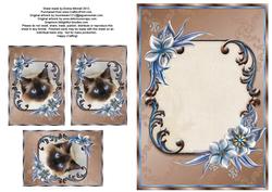 Christmas Wishes Cat A5 Insert & Tags - Blue & Brown