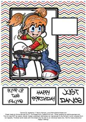 Anime Dj - 8x8 Quick Card - Khaki Green & Red