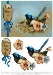 Fairy Wren A5 Decoupage - Blue & Peach - Little Birdie Told