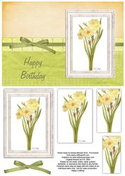 Daffodil Pyramage Birthday Card 2 - Peach & Pistachio