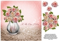 Vase of Roses 8x8 Decoupage Card - To The One I Love - Pink & Biege