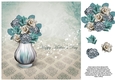 Vase of Roses 8x8 Decoupage Card - Happy Mothers Day - Teal & Cream