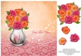 Vase of Roses 8x8 Decoupage Card - Just For You - Pink & Orange