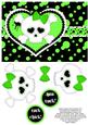 Punk Love - Green - Girly Skull and Crossbones Decoupage